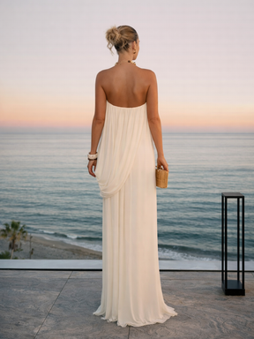 Vestido Longo Branco Sem Alças Modern Marie