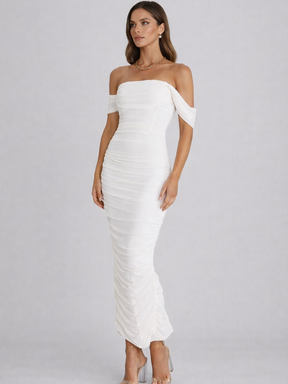 Vestido Ombro a Ombro com Corset de Tule Modern Késia