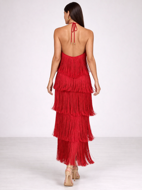 Vestido Longo Elegante com Franjas Modern Maiáh