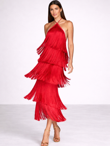 Vestido Longo Elegante com Franjas Modern Maiáh