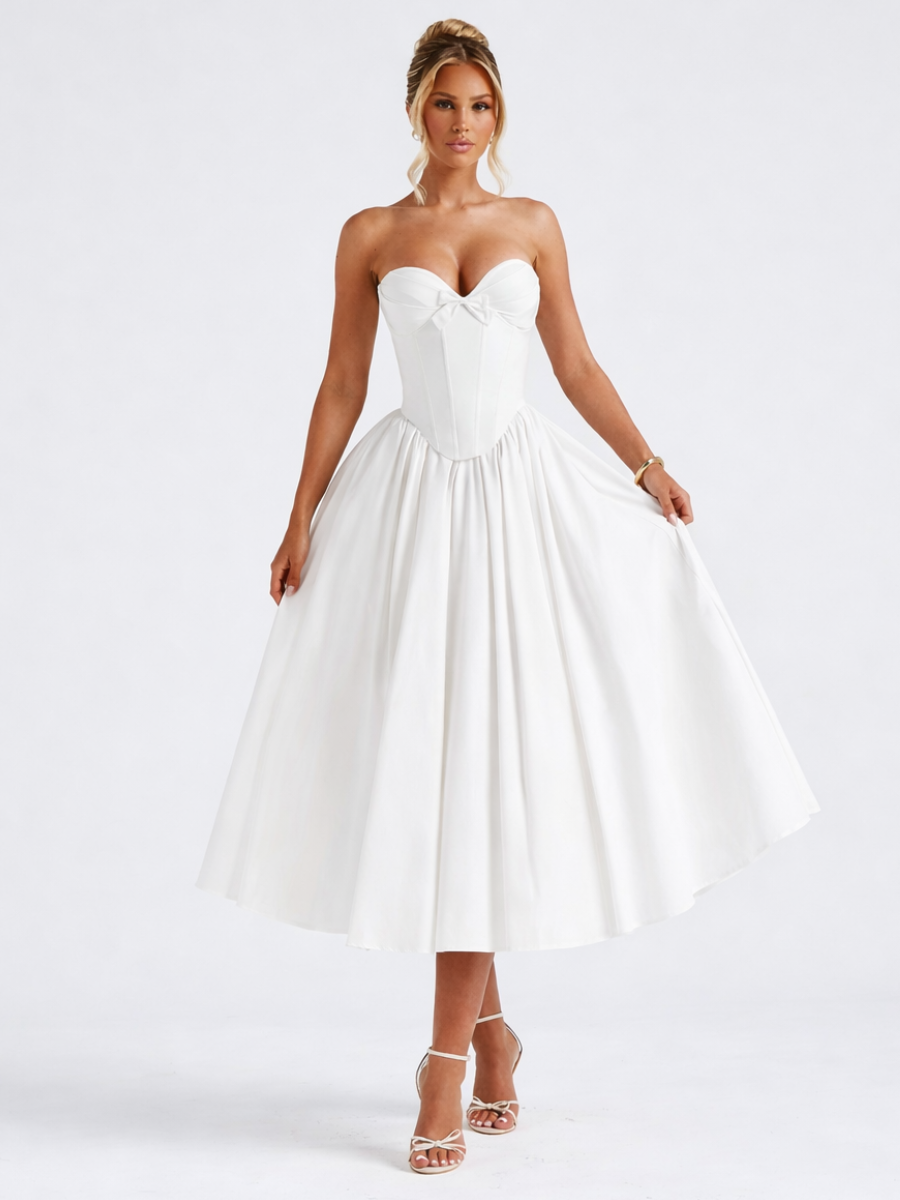 Vestido Midi sem Alças Efeito Corset Modern Cornélia