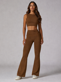 Conjunto Top e Calça Flare Cós Dobrado com Regulagem Modern Louise