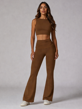 Conjunto Top e Calça Flare Cós Dobrado com Regulagem Modern Louise