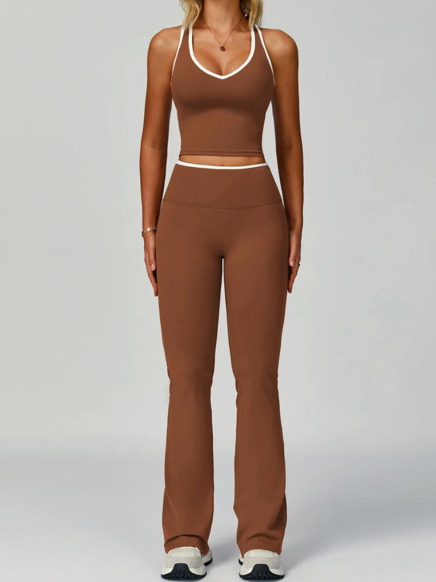 Conjunto Top Cropped Push Up Modelador e Calça Flare Modern Volution