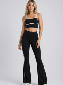 Conjunto Top e Calça Flare Cós Alto Tendência Modern Alô