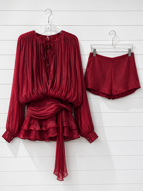 Vestido Curto com Saia de Babados Assimétrico Modern Bela