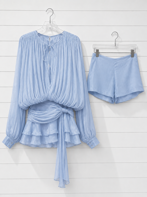 Vestido Curto com Saia de Babados Assimétrico Modern Bela