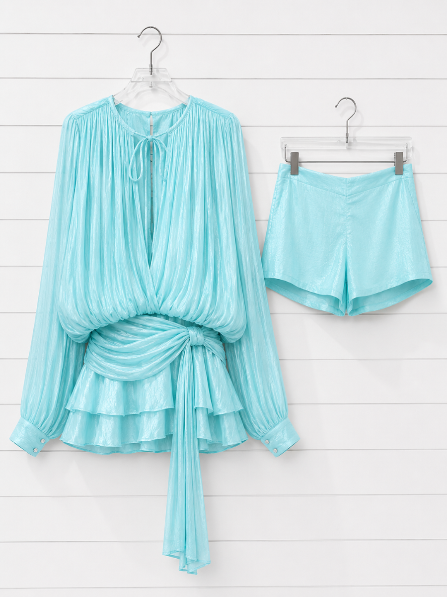 Vestido Curto com Saia de Babados Assimétrico Modern Bela