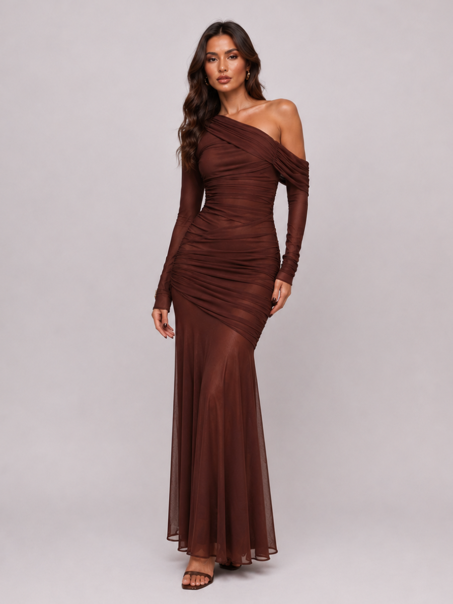 Vestido Longo de Tule Forrado Modern Sienna