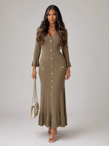 Vestido Manga Longa Flare Tricô Modal Modern Arilene