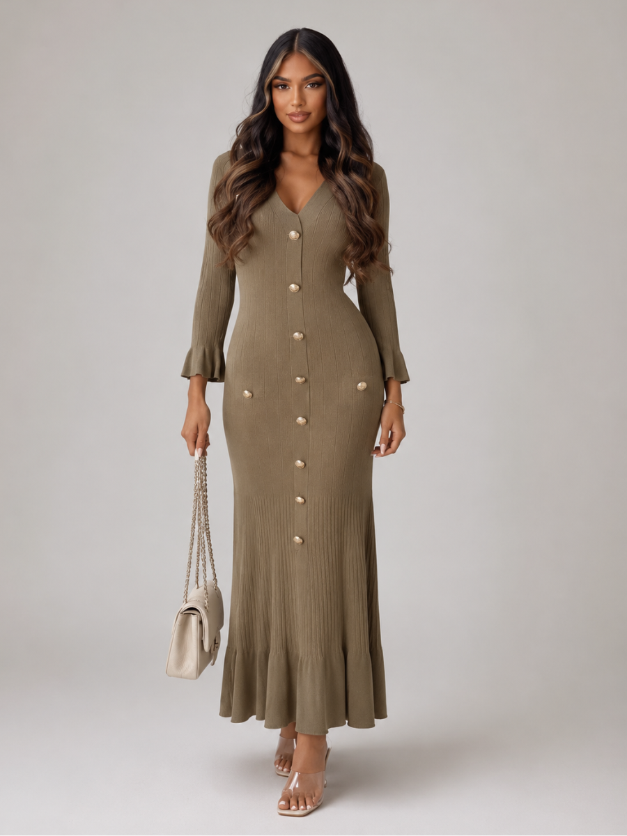 Vestido Manga Longa Flare Tricô Modal Modern Arilene