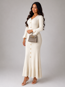 Vestido Manga Longa Flare Tricô Modal Modern Arilene