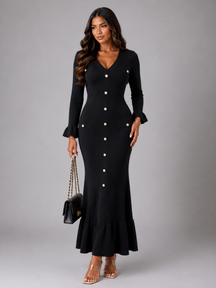 Vestido Manga Longa Flare Tricô Modal Modern Arilene