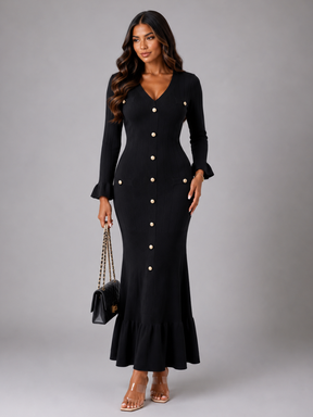 Vestido Manga Longa Flare Tricô Modal Modern Arilene