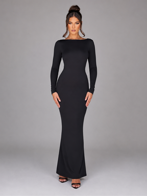 Vestido Manga Longa Costas Aberta Empina Bumbum Modern Natalie