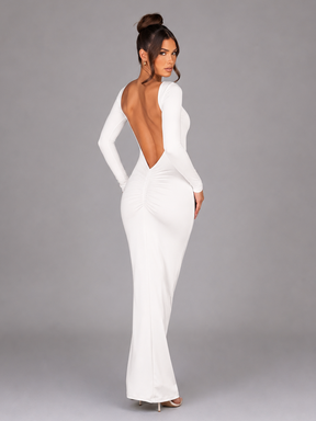 Vestido Manga Longa Costas Aberta Empina Bumbum Modern Natalie