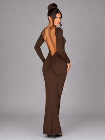 Vestido Manga Longa Costas Aberta Empina Bumbum Modern Natalie