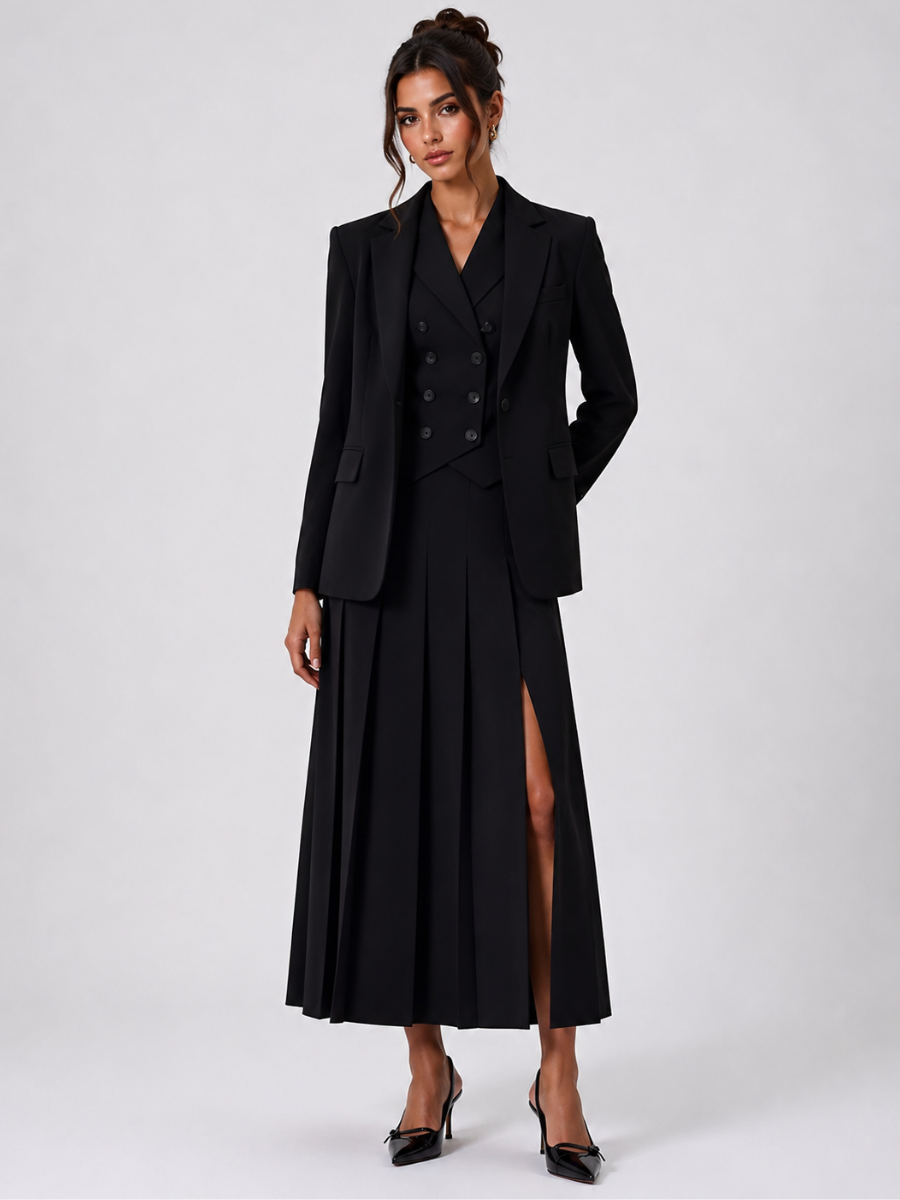 Conjunto Feminino de Alfaiataria 2 Peças com Colete Clássico e Saia Modern Alessandra