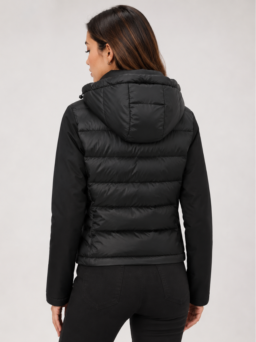 Jaqueta Feminina Puffer Impermeável Térmica com Capuz Modern Milano