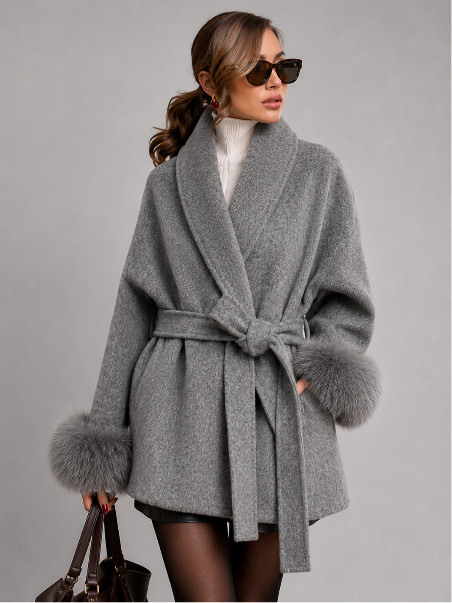 Casaco com Cinto Estilo Europeu Modern Lady
