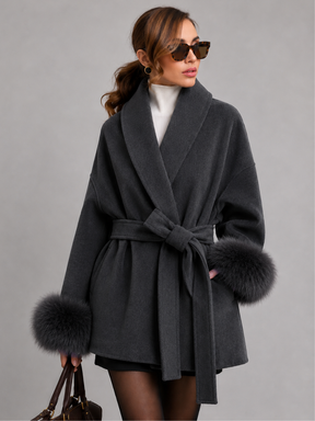 Casaco com Cinto Estilo Europeu Modern Lady
