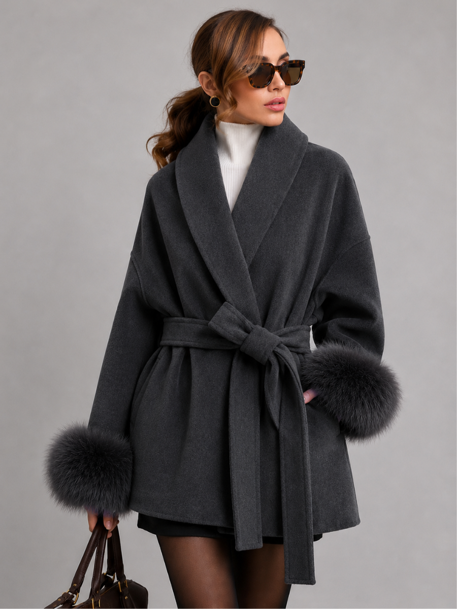 Casaco com Cinto Estilo Europeu Modern Lady