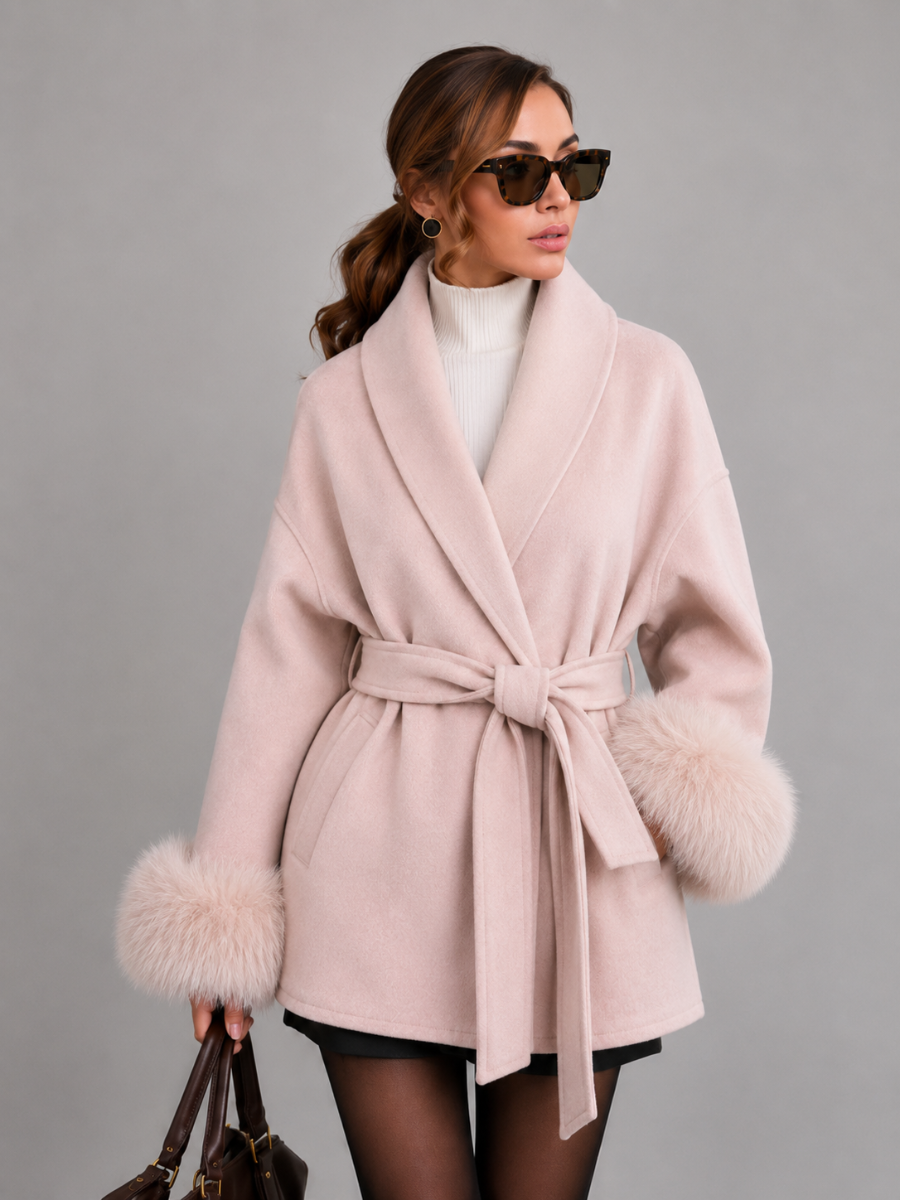Casaco com Cinto Estilo Europeu Modern Lady