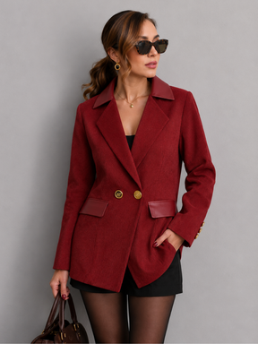 Blazer Feminino Clássico Canelado com Gola Lapela e Botões Dourados Modern Viviena