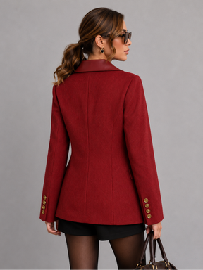 Blazer Feminino Clássico Canelado com Gola Lapela e Botões Dourados Modern Viviena