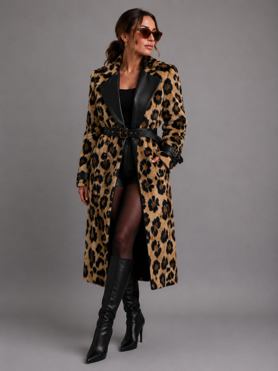 Casaco Sobretulo de Pelos Animal Print Modern Leopard