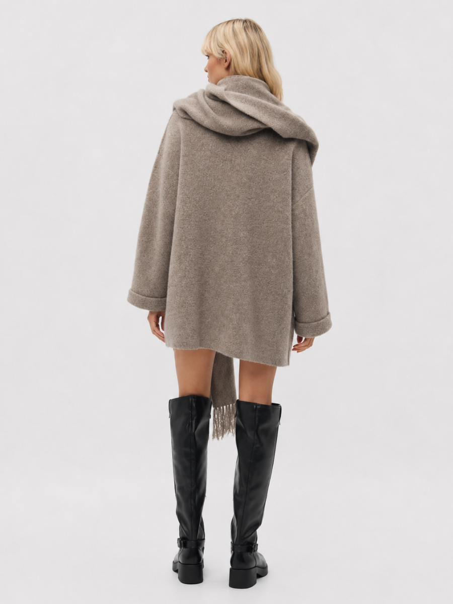 Casaco Casual com Cachecol Estilo Europeu Modern Staff - OUTONO/INVERNO