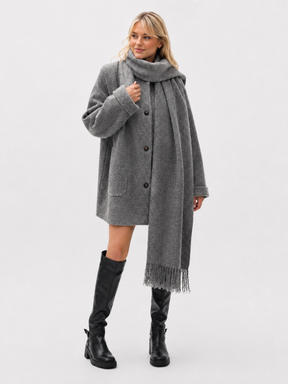 Casaco Casual com Cachecol Estilo Europeu Modern Staff - OUTONO/INVERNO