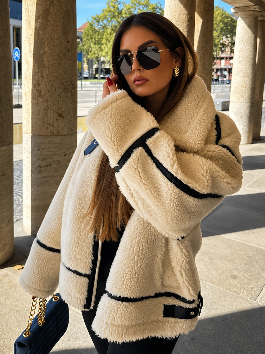 Jaqueta Peluciada com Gola Modern Danf
