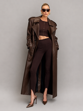 Sobretudo Feminino Longo em Couro Eco Premium Modern Antonieta – Trench Coat Elegante
