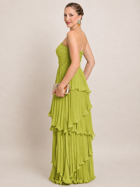Vestido Sem Alças com Babados Plissado Modern Aurorah