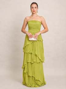 Vestido Sem Alças com Babados Plissado Modern Aurorah