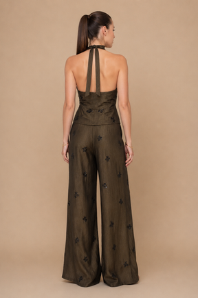 Conjunto Pantalona e Blusa Halter Bordado Luxo Modern Charlotte