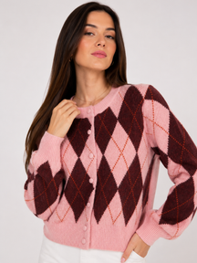 Cardigan Feminino Xadrez Tricot Modern Sophie
