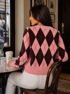Cardigan Feminino Xadrez Tricot Modern Sophie