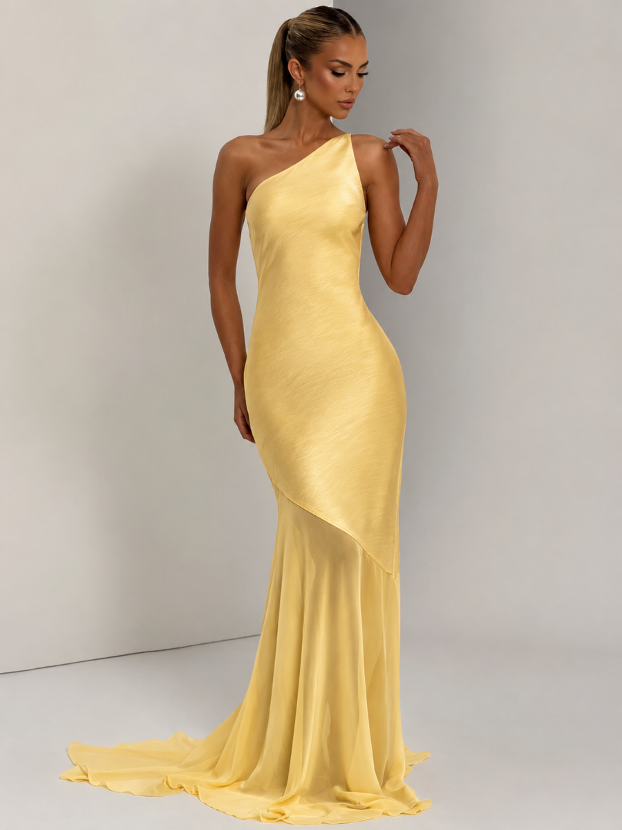 Vestido Longo Cetim Costas Aberta Modern Allure