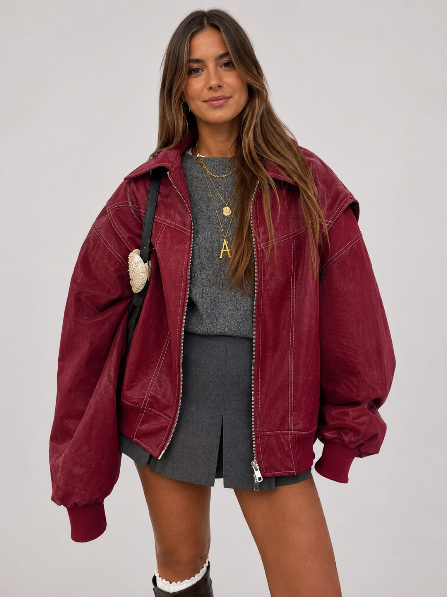 Jaqueta Feminina Oversized Couro Eco Modern Amalfi