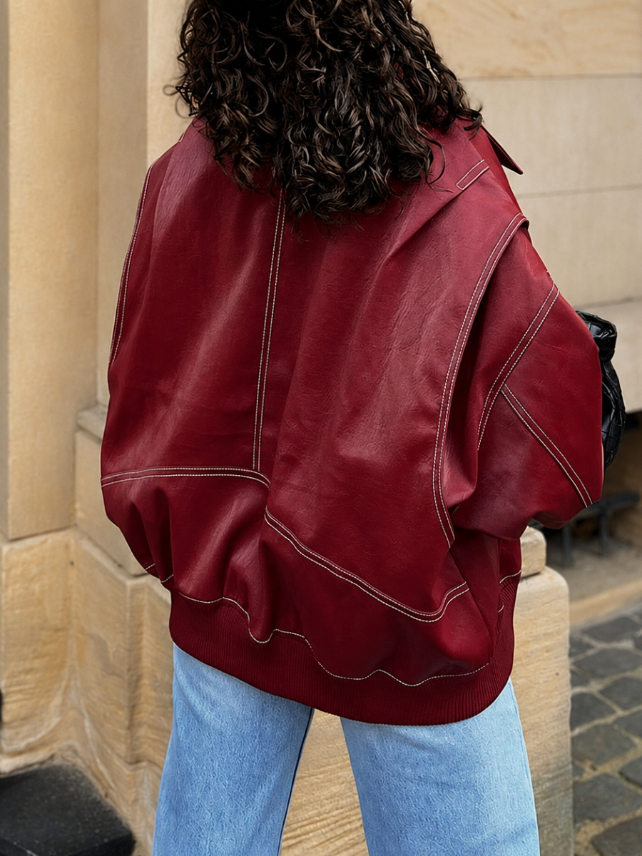 Jaqueta Feminina Oversized Couro Eco Modern Amalfi