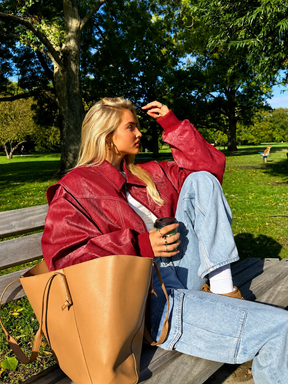 Jaqueta Feminina Oversized Couro Eco Modern Amalfi