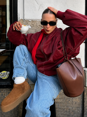 Jaqueta Feminina Oversized Couro Eco Modern Amalfi
