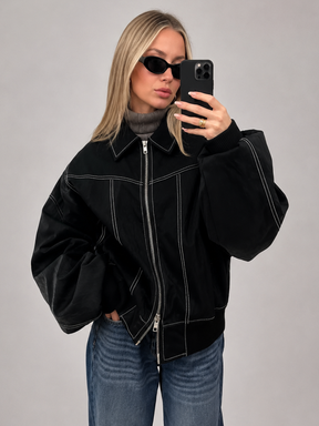Jaqueta Feminina Oversized Couro Eco Modern Amalfi