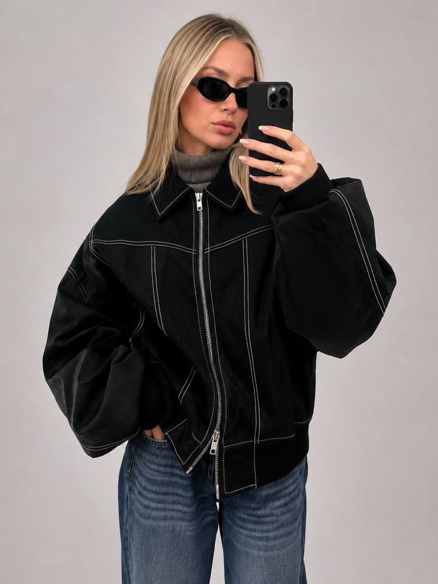 Jaqueta Feminina Oversized Couro Eco Modern Amalfi