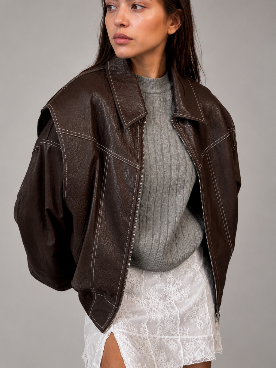 Jaqueta Feminina Oversized Couro Eco Modern Amalfi
