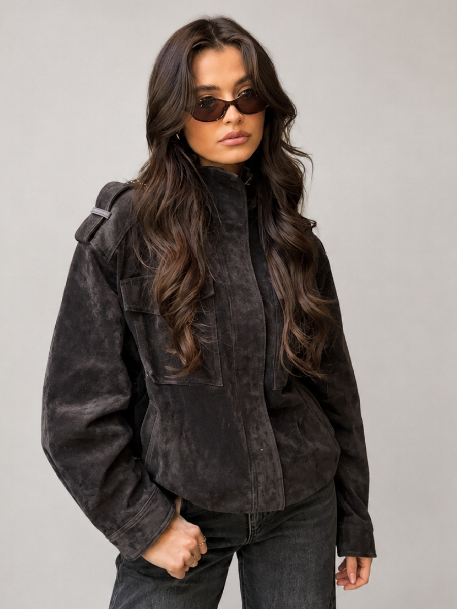 Jaqueta Feminina Oversized Suede Premium Modern Bellagio