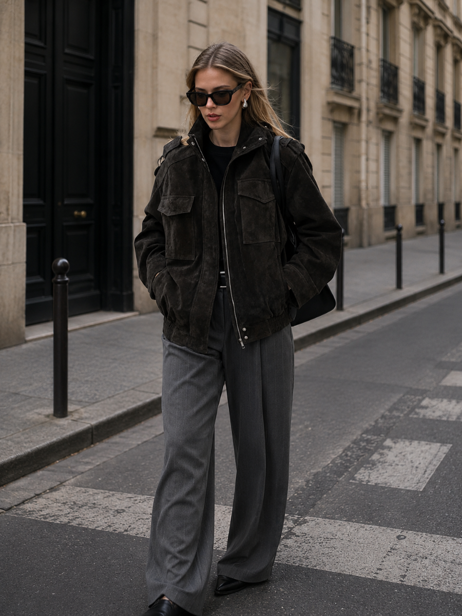 Jaqueta Feminina Oversized Suede Premium Modern Bellagio
