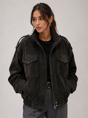 Jaqueta Feminina Oversized Suede Premium Modern Bellagio